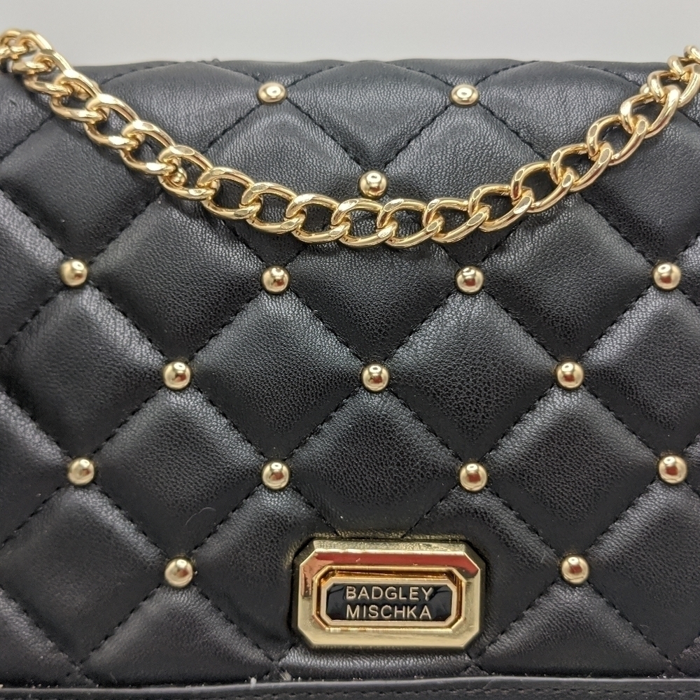 Badgley Mischka Quilted Handbag Crossbody Vegan Leather - Picture 7 of 14